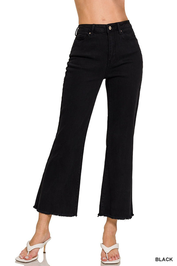 Black Raw Hem Stretch Zenana Denim - Rise and Redemption