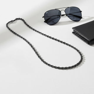 Black Stainless Steel Rope Chain Necklace - Rise and Redemption