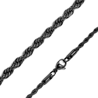Black Stainless Steel Rope Chain Necklace - Rise and Redemption