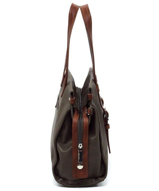 Black Two Tone Vegan Leather Satchel Bag - Rise and Redemption
