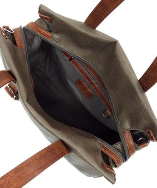 Black Two Tone Vegan Leather Satchel Bag - Rise and Redemption