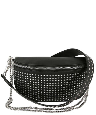 Black Vegan Leather w/ Chain Crossbody Bag - Rise and Redemption