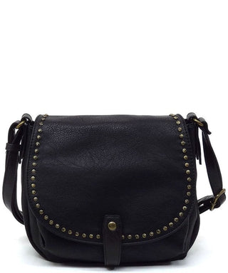 Black Vintage studded vegan leather saddle bag - Rise and Redemption