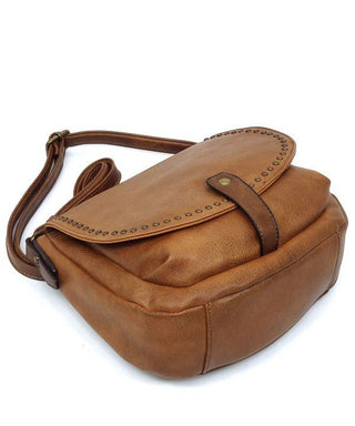 Black Vintage studded vegan leather saddle bag - Rise and Redemption