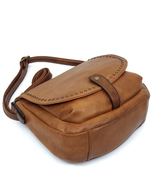 Black Vintage studded vegan leather saddle bag - Rise and Redemption