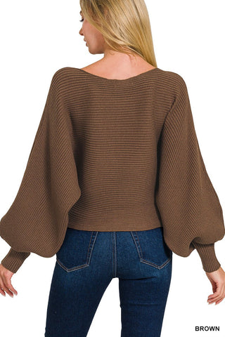 Boat neck balloon sleeve sweater - Rise and Redemption