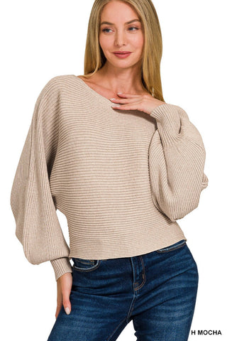 Boat neck balloon sleeve sweater - Rise and Redemption