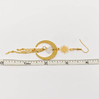 Bohemian Crescent Natural Stone Chain Tassel Earrings - Rise and Redemption