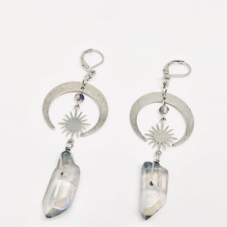 Bohemian Star - moon Combination Crystal Pillar Earrings - Rise and Redemption