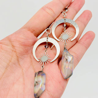 Bohemian Star - moon Combination Crystal Pillar Earrings - Rise and Redemption