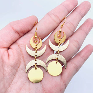 Bohemian Style Triple Moon Ear Hook Earrings - Rise and Redemption