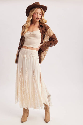 BOHO FLOWY LACE MAXI SKIRT WITH NO LINING - EASTER DAY - Rise and Redemption