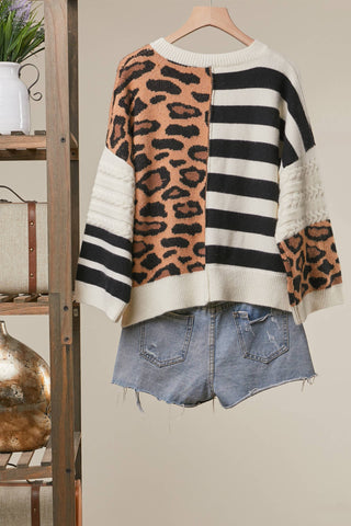Bold Stripe and Leopard Cardigan - Rise and Redemption