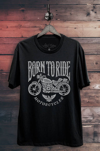 Born To Ride Motorcycles Graphic Jersey Black Tee - Rise and Redemption