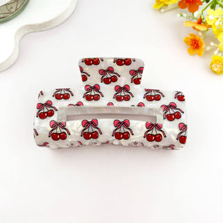 Bow Print Hollow Rectangle Hair Claw Clip - Rise and Redemption