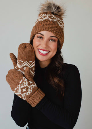 Brown & Speckled Patterned Pom Hat - Rise and Redemption