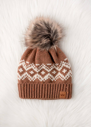 Brown & Speckled Patterned Pom Hat - Rise and Redemption