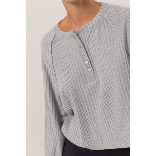 Brushed Ribbed Oversized Henley Top - Rise and Redemption