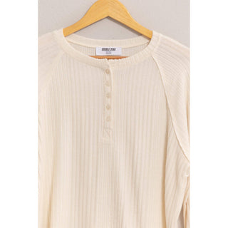 Brushed Ribbed Oversized Henley Top - Rise and Redemption