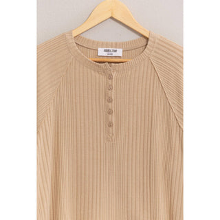 Brushed Ribbed Oversized Henley Top - Rise and Redemption