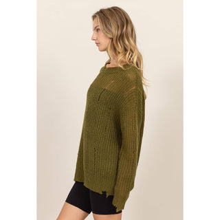 Delilah Distressed Knit Sweater