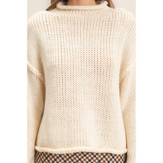 Rolled Collar Loose Knit Sweater