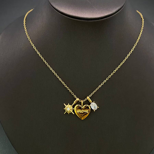 Star & Mom Heart Charm Necklace