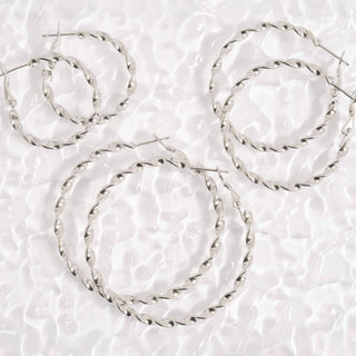 18K Gold Stainless Steel Twist Hoop Earrings