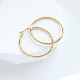 18K Gold PVD Stainless Steel Round Tube Hoop Earrings