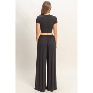 Cabana Short Sleeve Top & Wide Leg Pants Set - Rise and Redemption