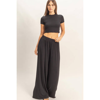 Cabana Short Sleeve Top & Wide Leg Pants Set - Rise and Redemption