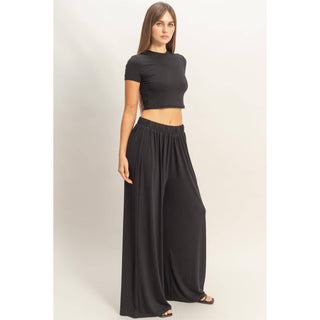 Cabana Short Sleeve Top & Wide Leg Pants Set - Rise and Redemption