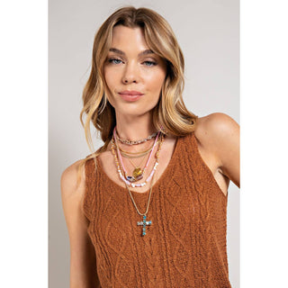 Cable Knit Sweater Tank Top - Junior Style - Rise and Redemption