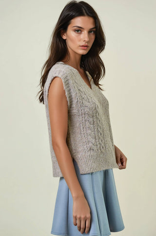 CABLE KNIT V - NECK VEST TOP - 45252T - Rise and Redemption