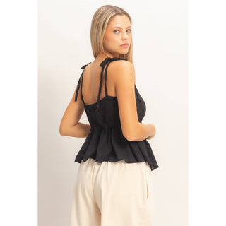 Cali Crochet Tie - Strap Peplum Top - Rise and Redemption