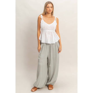 Cali Crochet Tie - Strap Peplum Top - Rise and Redemption
