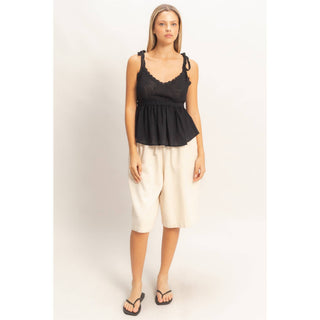 Cali Crochet Tie - Strap Peplum Top - Rise and Redemption