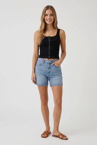 Carli Cotton Square neck button tank - Rise and Redemption