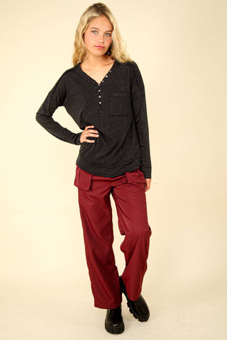 Carmen Mineral Washed Cotton Comfy Knit Top - Rise and Redemption