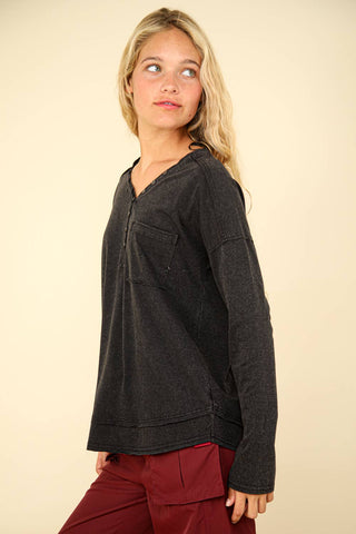 Carmen Mineral Washed Cotton Comfy Knit Top - Rise and Redemption