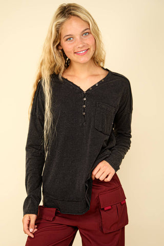 Carmen Mineral Washed Cotton Comfy Knit Top - Rise and Redemption