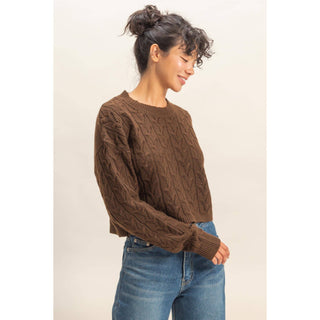 Cassidy Cropped Cable Knit Sweater - Rise and Redemption