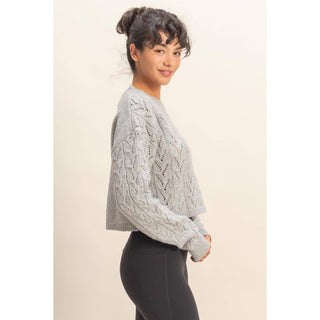Cassidy Cropped Cable Knit Sweater - Rise and Redemption