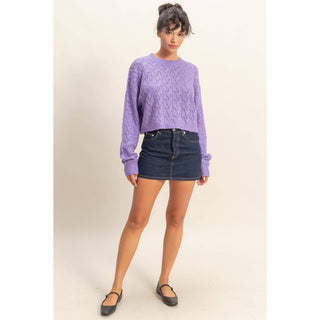 Cassidy Cropped Cable Knit Sweater - Rise and Redemption