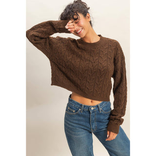 Cassidy Cropped Cable Knit Sweater - Rise and Redemption