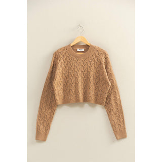Cassidy Cropped Cable Knit Sweater - Rise and Redemption