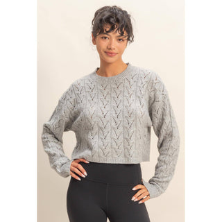 Cassidy Cropped Cable Knit Sweater - Rise and Redemption