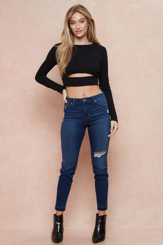 Cassidy Cut Out Crop Top With Long Sleeve - Rise and Redemption