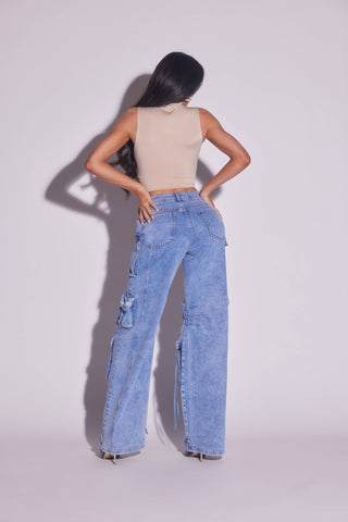 Cassidy Denim Cargo Jeans - Rise and Redemption