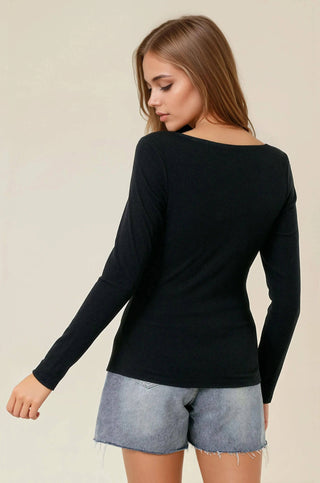 Cassidy Square Neck Long Sleeve Snap Button - Front Cardigan - Rise and Redemption